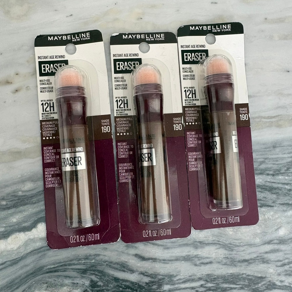 Lot of 3 Maybelline Instant Age Rewind Eraser Multi-Use Concealer Shade 190 NEW